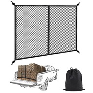 Nissan Navara Truck Bed Cargo Net, Highly Elastic Double-Layered Stretchable up to 7ft x 7ft 2.4m x 