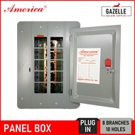 America Panel Box for 2 Pole Plug-In Breakers - 8 Branches (10 Holes)