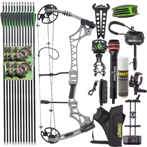 30-70lbs Compound Bow Arrow Kit RH Bow High Strength Magnesium Alloy Let-off 80% Hunting Shooting Tr