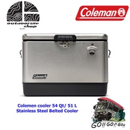 Colemen cooler 54 Qt/ 51 L Stainless Steel Belted Cooler ถังน้ำแข็งสแตนเลส
