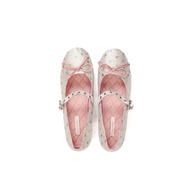 Rabbit print ballet shoes pearl white - Moromoro