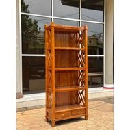 Almari Buku Kayu Jati Rakh Buku Jati/Teak Wood Book Shelf Rak Buku Jati Teak Wood Display Rack