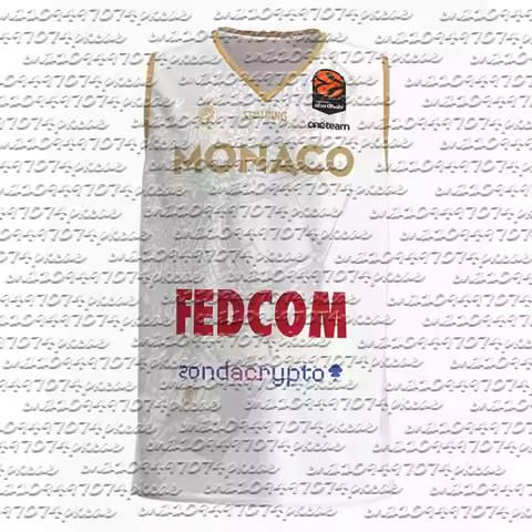 Hot Selling Fashion AS Monaco Basket EuroLeague White City Map Basketball Jersey Adults & Kids Breat