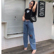 Celana Kulot Jeans Wanita Sobek Lutut Celana Kulot Jeans Wanita Sobek Destroy Lutut Nessa / celana k