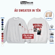 [SWEATER PRINTED WITH NAME] Sweater with Name Printed + Your Couple Photo - Meaningful Gift YW09 + W