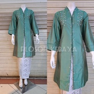 FK-SET KEBAYA KURUNG TAFFETA LOTUS FLOWER MOTIF // KEBAYA KURUNG TAFFETA SAGE GREEN FULL SEQUENCE //