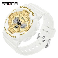 Sanda Ladies Watch Trendy Fashion Outdoor Sports Multifunctional Waterproof Electronic Watch 6068-7
