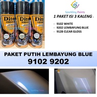 Diton Premium Lembayung Blue 9202 PL PL PL9202 + White 9102 + Clear 9128 White Paint Glossy Varnish 