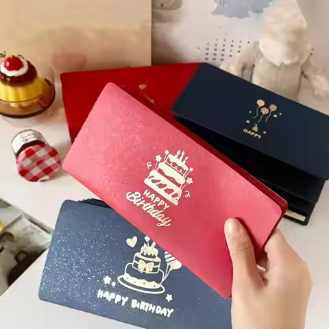 Cash Gift Folding 3 D Birthday Red Envelope Traditional Pop-Up Birthday Cake Greeting Card Best Wish
