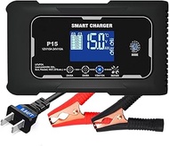 Car Battery Charger, 12V/24V 15 Amp Battery Charger for Lead-Acid(AGM/Gel/SLA/EFB) and LiFePO4, Auto
