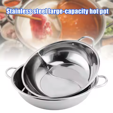 Hot Pot Stainless Steel Divided Extra Smaller Pot 2 Handle Cooking Kitchenware Pot Cooking Supplies 