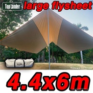 Camping Flysheet 4x6 Silver Coating 4x6m Waterproof Oxford Tent Tarp Large Flysheet Big Fly Sheet 4x6 Sun Shelter for 8-12 Persons Whole Family Outdoor Camping Picnic