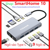 Hub USB Type C Chuyển đổi Type-C to HDMI Cổng mạng RJ45 USB 3.0 2.0 SD TF RJ45 PD 100W cho laptop ma