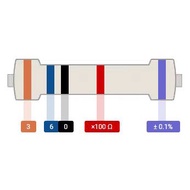 Metal Film Resistor DIP 1/4W Color Ring 0.1% Precision 36k/43k/47k/51k/56k/62K/68k/75k