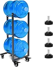 5 Gal Water Jug Rack： 3 Tier Movable Cooler Bottle Holder Stand for Kitchen Office (Black)