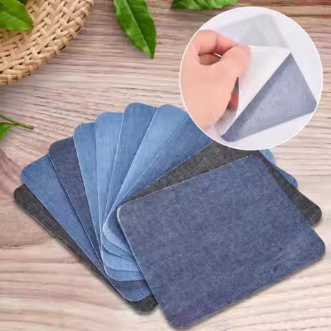 20Pcs Denim Cut Piece Iron On Fabric Patches DIY Rectangular Denim Jean Repair Patches Clothing Repa