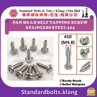 (PER PACK) [SIZE: #10 (M4.8) SUS304 PHSTS] PAN HEAD SELF TAPPING SCREW Stainless Steel 304