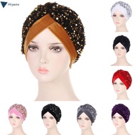 HCYEOU Turban Hat Stretchy Headband Glitter Sequins Hijab Chemo Cap