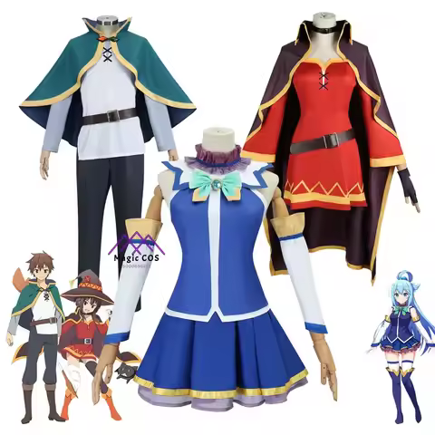 Satou Kazuma Aqua Megumin Hot Sale Cosplay Costume Wig Halloween Party Carnival Skirt Top Sleeves St