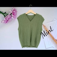 rompi rajut v neck vest 'oversize' - mint