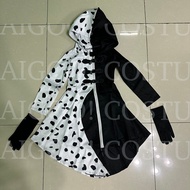 Disney Cruella De Vil Costume for Girls Movie Character Cosplay for Kids Children