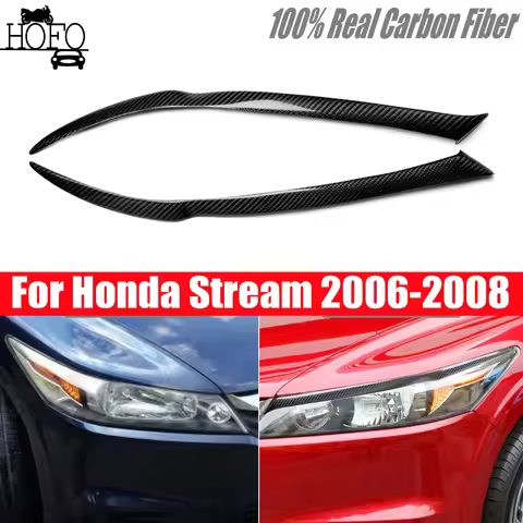 2×Real Carbon Fiber Headlight Eyebrow Eyelid Trim Fit For Honda Stream 2006-2008 2007