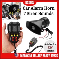 Bossku Vehicle Speaker Loud Siren Security Alert System 7 Horn Siren Kereta Mikrofon Pembesar Suara