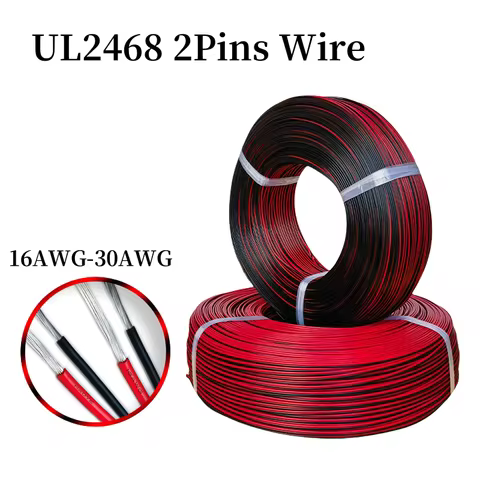5M/10M UL2468 2Pins Wire 16 18 20 22 24 26 28 30AWG Double Parallel Flat Wire PVC Insulated Tin Plat