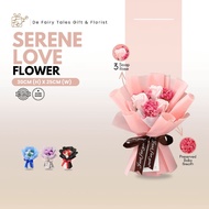 Soap Rose Flower Bouquet Serene Love 3 stalk Soap Rose with preserved baby breath Birthday Anniversa
