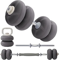 YOTTOY 3-in-1 Adjustable Dumbbell Set, 20-40LB Dumbbells Barbell Kettlebell with Soft Plates, Home G