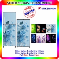 1 Door and 2 Door Refrigerator Stickers with 6 Floral Motifs