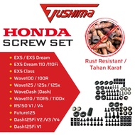 TUSHIMA Honda Full Set Body Cover Screw and Nut Clip Coverset Skru EX5 RS150 Wave 100 125 110 Dash D
