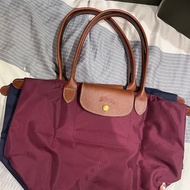 Longchamp 長柄手提袋 M 紫色 全新原裝紙袋 尼龍托特包