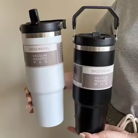 Vacuum Tumbler with Lid Stainless Steel Portable Water Bottle with Dazzling Handle Insulated Tumbler