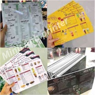 Formex Menu with durable and beautiful waterproof decal, sizes A3 - A4 - A5 - FREE DESIGN
