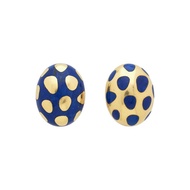 Tiffany & Co. Vintage Gold and Lapis Lazuli Inlay Earclips