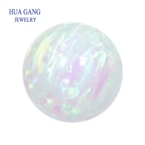 Synthetic Opal OP16 White color Synthetic Round Ball Opal Half Hole Fully Drilled Beads Synthetic Op