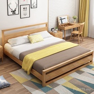 Nordic Style Hotel Log Color Furniture Apartment 1.81.5m Solid Wood Bed 1.2m Universal Style Bedroom