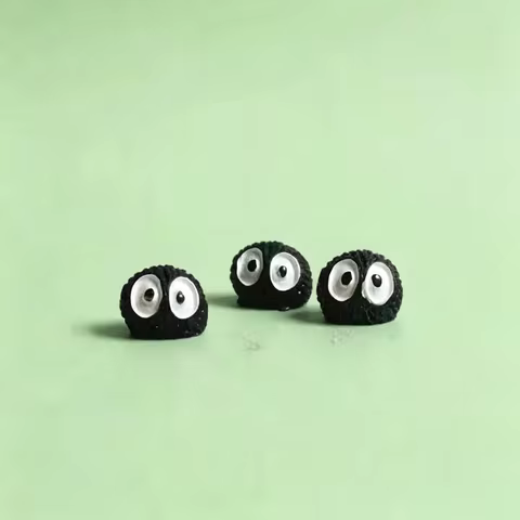 10Pcs Cute Soot Sprite Resin Mini Charms, Tiny Dust Elf Figurines For Micro Landscape & Dollhouse De