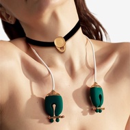 輕喃#2 震動乳房按摩器含項圈套組-綠