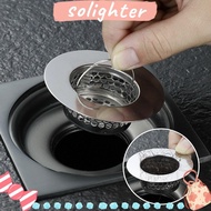 SOLIGHTER Drain Filter, Black With Handle Sink Strainer, Usefull Floor Drain Hair Clean Up Stainless Steel Mesh Trap Kitchen Bathroom Accessories