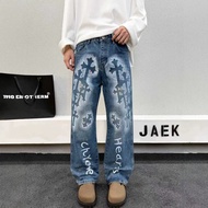 HHD6 Chrome Hearts Four Seasons Cross Patch Stretch Jeans for Couples