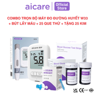 Combo 50 Que Thử Đường Huyết SA-102 Và Máy Đo Đường Huyết Chính Hãng AICARE Tặng 50 Kim Chích Máu Dà