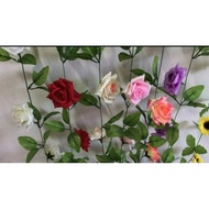 MAWAR Fake Vines Plastic Roses Plastic Flowers Wall Decoration-Pokershop