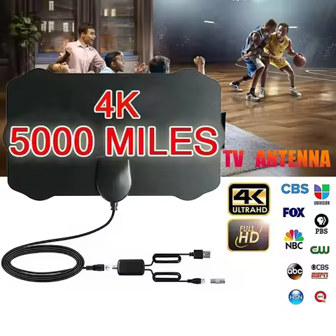 4K High Gain TV DTV Box Digital TV Antenna 5000 Miles TV Digital Box Booster Active Indoor Aerial Fl