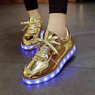 Golden Luminous Shoes Rechargeable LED Colorful Light Shoes 518 Low-Top Air Force No. 1 Luminous Wom