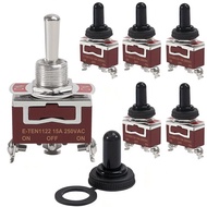 AOKIN | 6PCS Momentary Toggle Switch 12V DC 30A DPDT (ON)-Off-(ON) 3 Pin Car Toggle Switch With Cove
