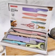 Pisau Dapur Set 6pcs colourful stainlees steel-Kitchen Knife Set Multicolour