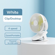 Jisulife Desk Clip Fan Rechargeable Small Table Fan 4 Speed Modes Strong Wind 4000mAh Home Office Ou