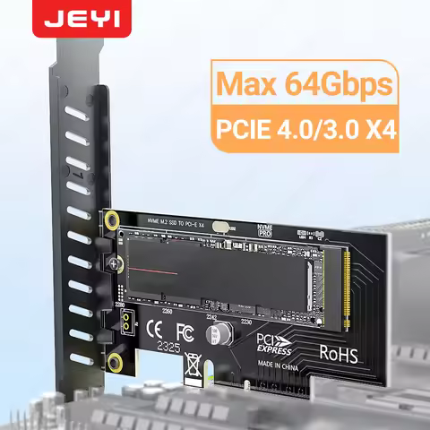 JEYI M.2 NVME to PCIe 4.0 3.0 SSD Adapter, 64Gbps PCIe 4.0 X4 X8 X16 Expansion Card for Desktop PC ,